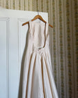 Vintage 90s Raw Silk Backless Bow Wedding Dress