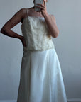 Vintage 90s Italian Bridal Fairy Tulle Embroidered Bustier and Satin Skirt