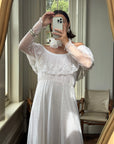 Vintage 70s Australian Made Off Lace Frill Wedding Gown