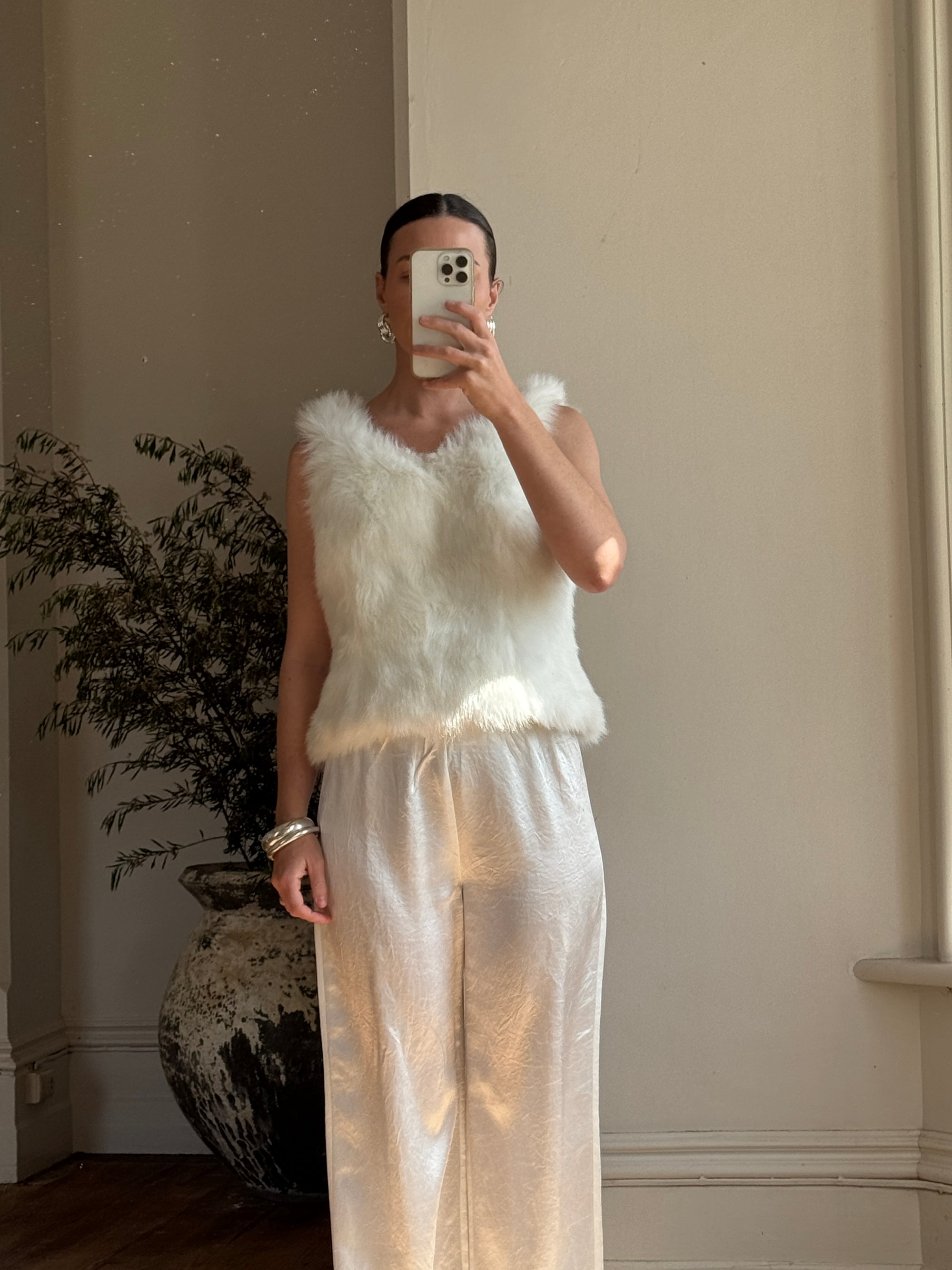 Vintage 80s Polar Faux Fur Tank Top