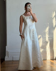 Vintage 90s Satin Rope Embroidered Slip Wedding Dress