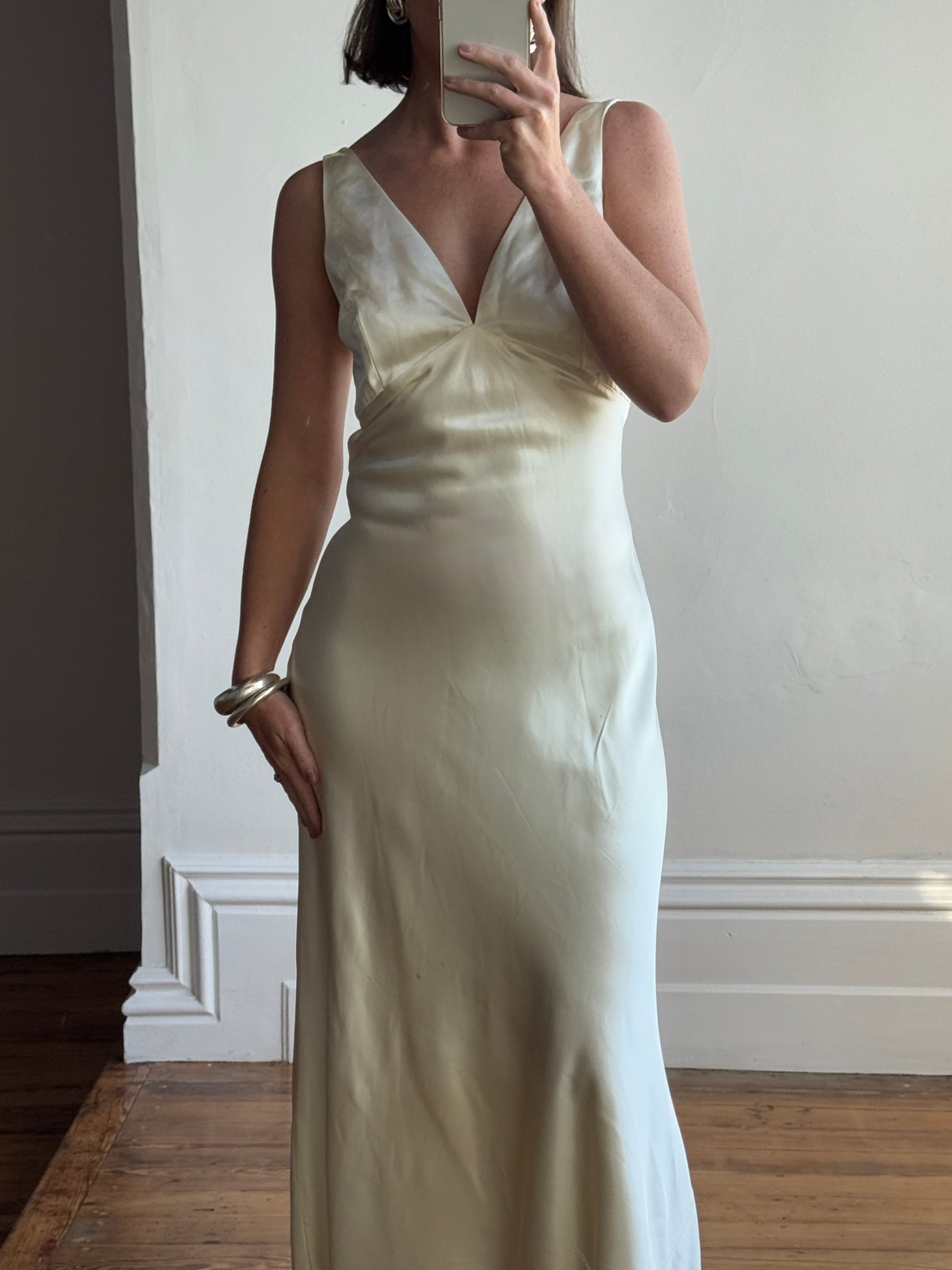 Vintage 90s Australian Made Satin Backless Wedding Dress