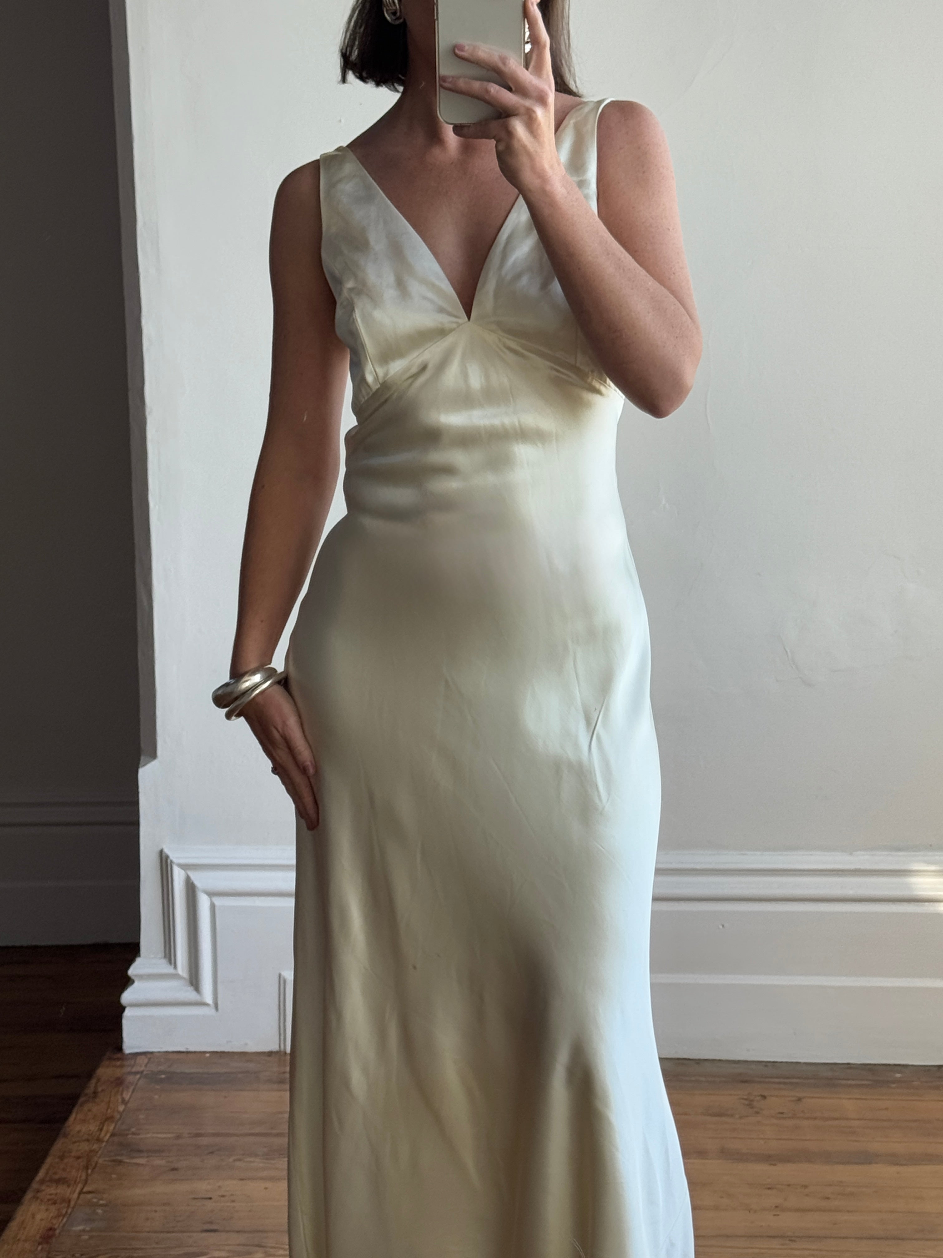 Vintage 90s Australian Made Satin Backless Wedding Dress