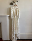 Vintage 40s Jacquard Long Sleeve Wedding  Dress