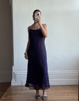Vintage 90s Embellished Slip Midi Dress Indigo