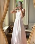 Vintage 90s Baby Pink Satin Scoop Neck Dress