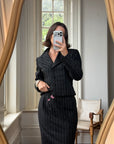 Vintage 90s Escada Pinstripe Wool Butterfly Tailored Set