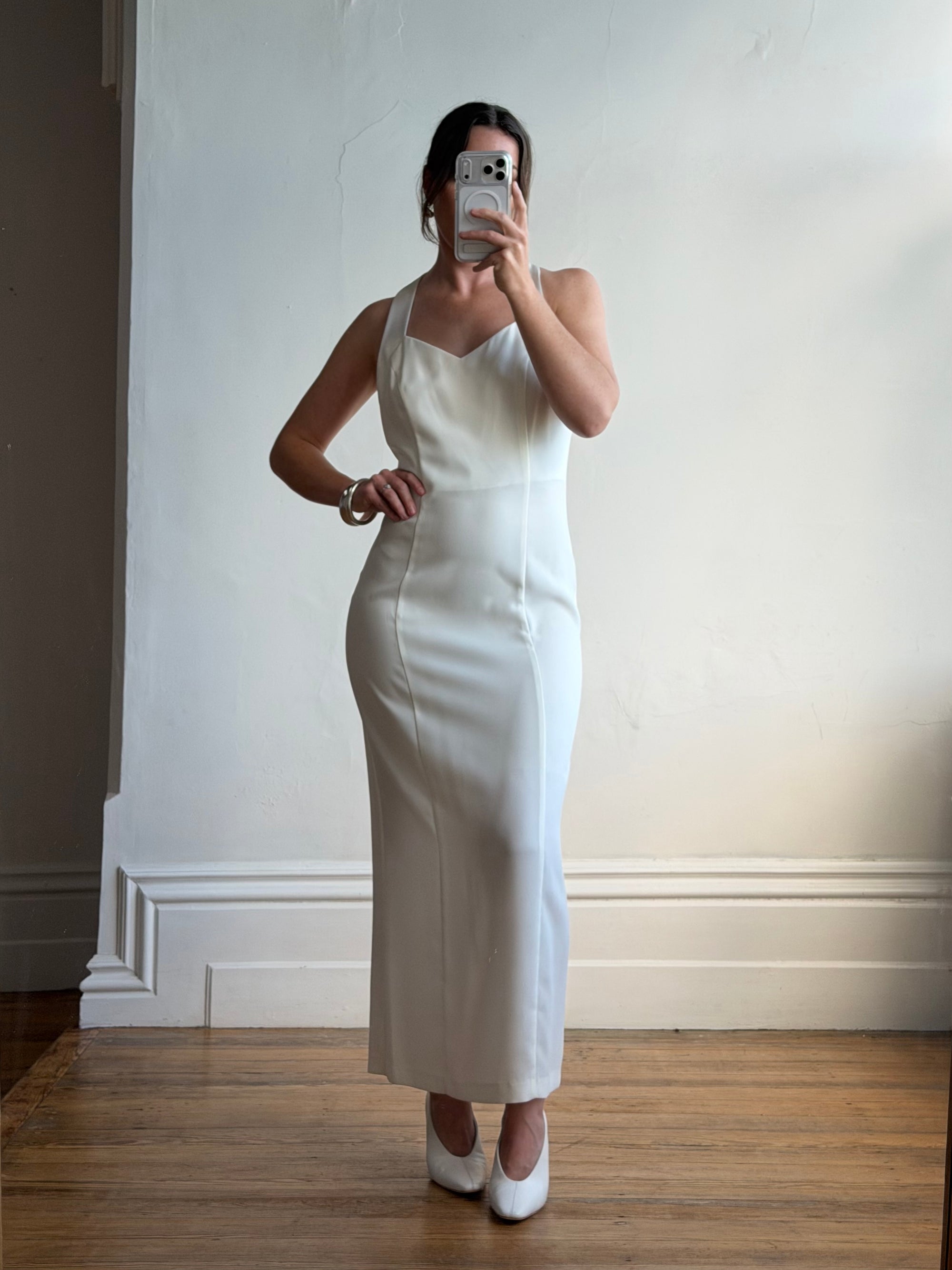 Vintage 90s Australian Made Bow Crepe Pencil Dress
