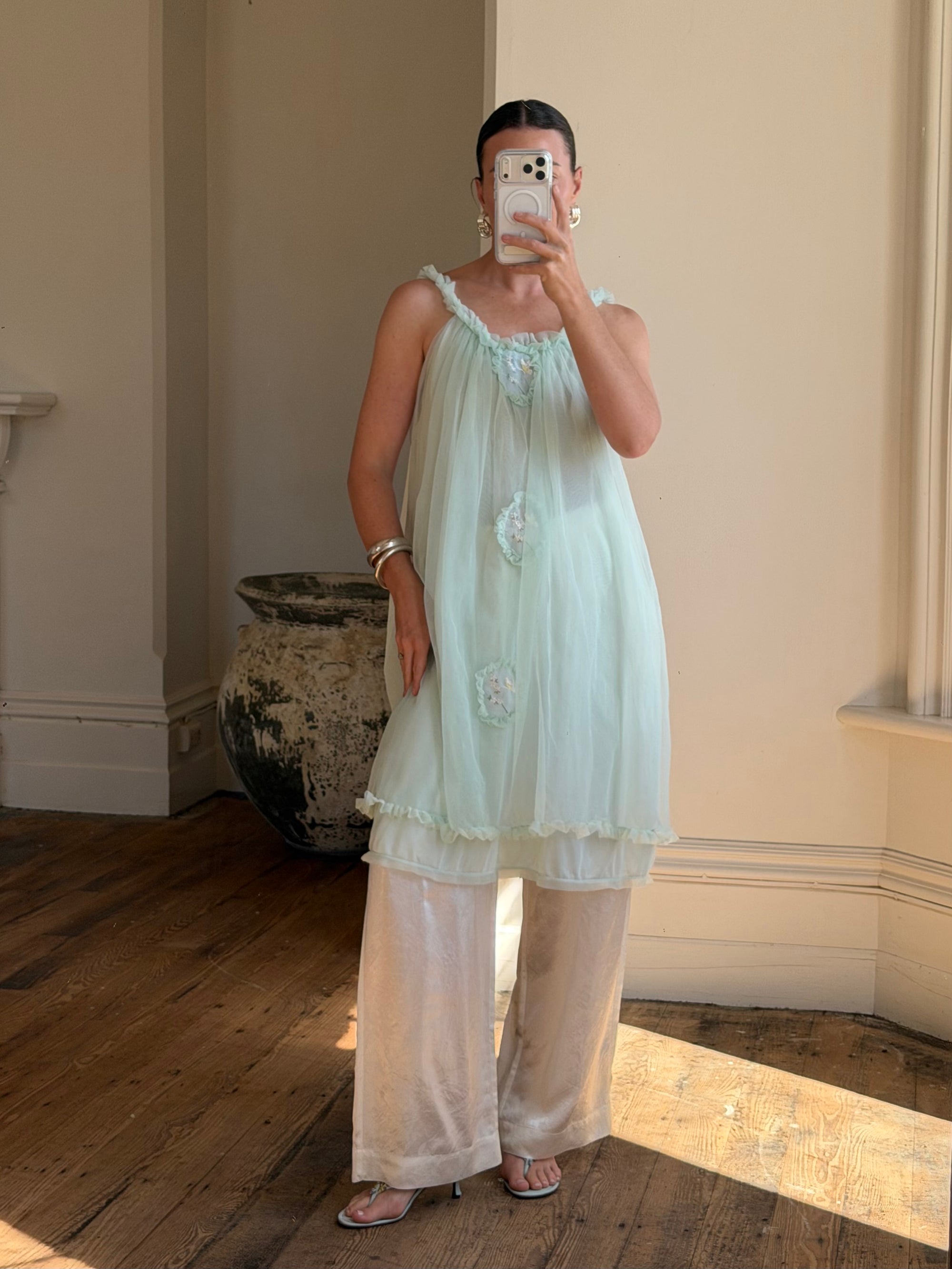 Vintage 60s Babydoll Shift Dress Mint