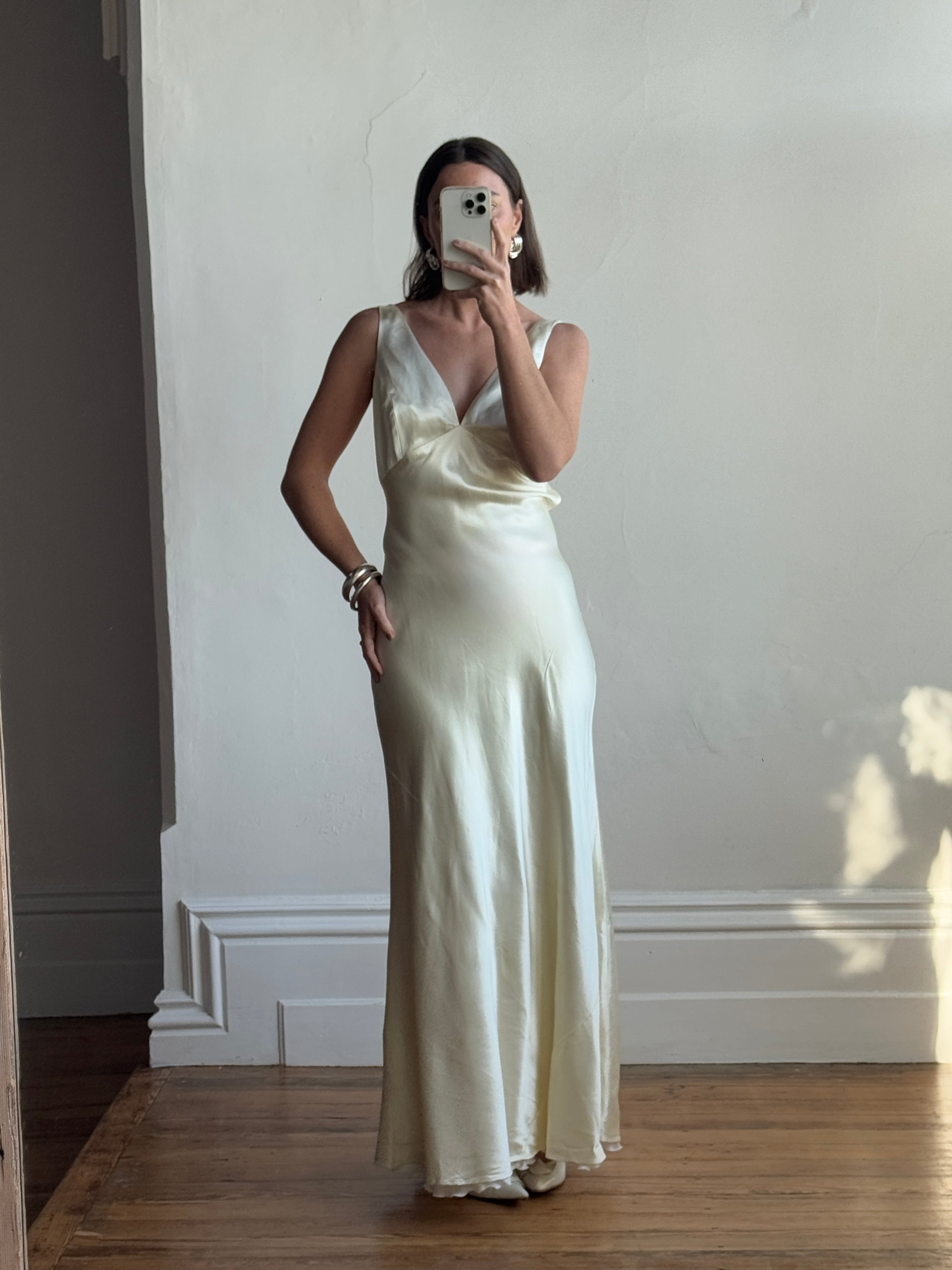 Vintage 90s Australian Made Satin Backless Wedding Dress