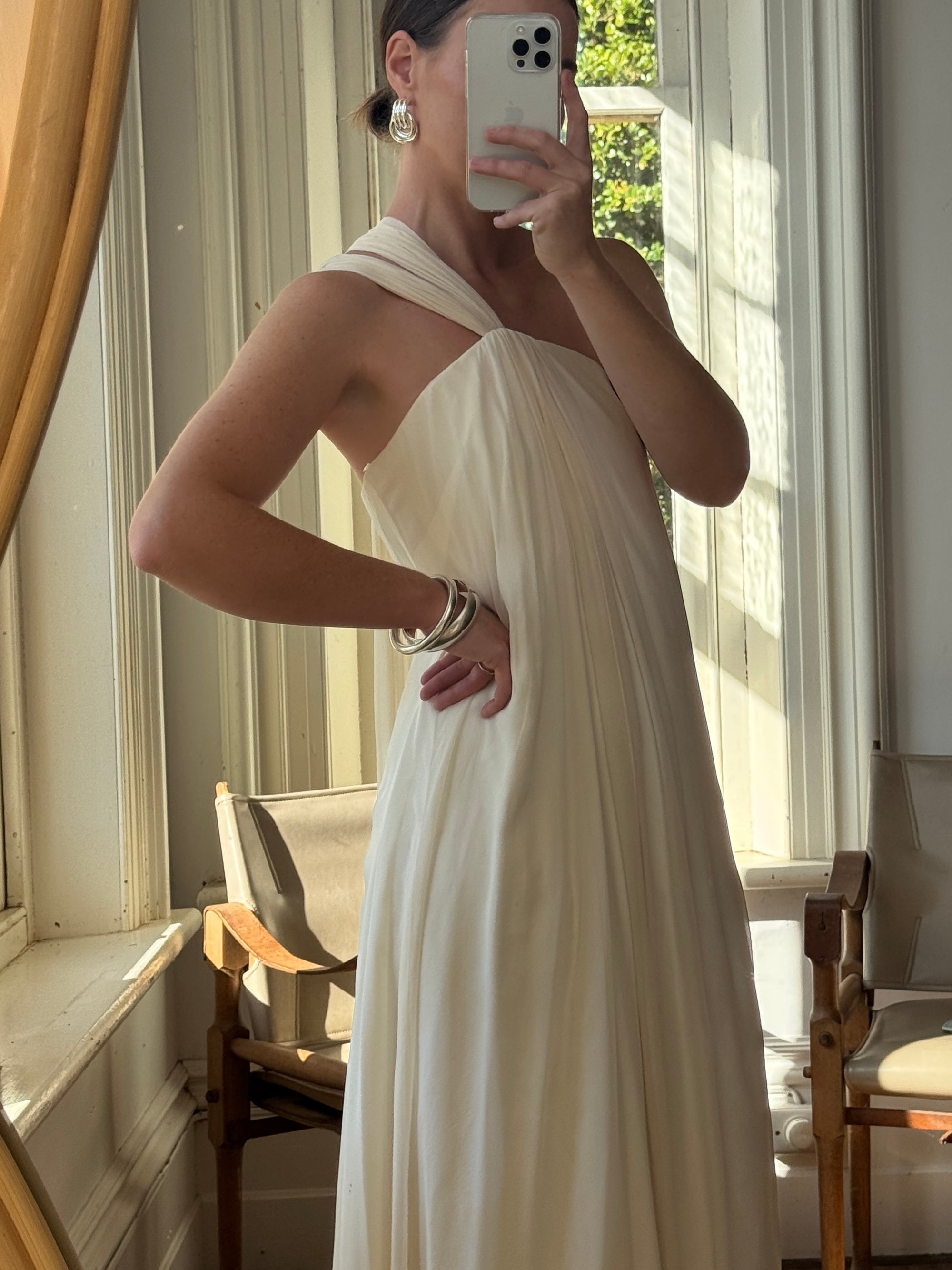 Vintage Y2K Pure Silk Chiffon Grecian Gown