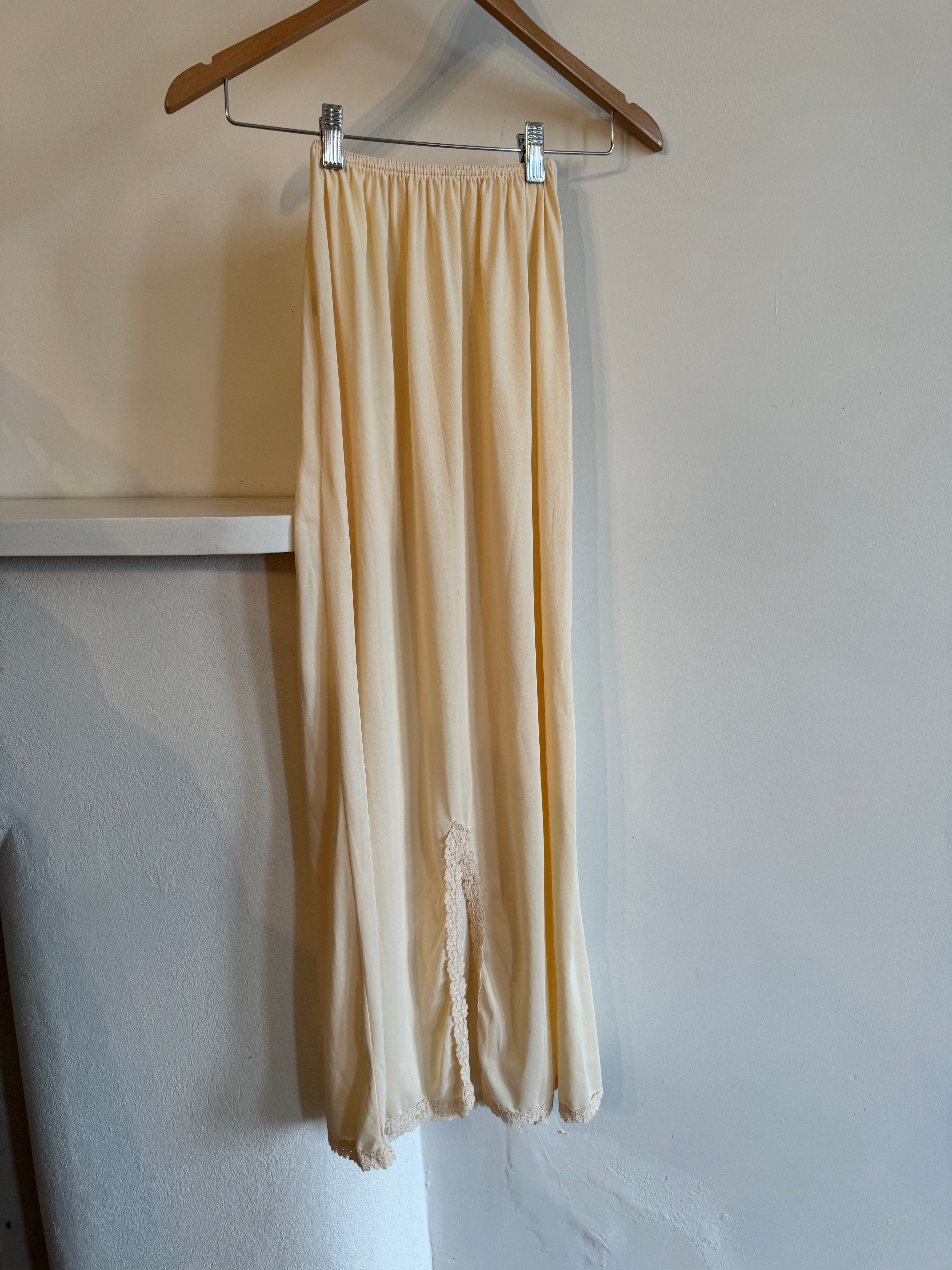 Vintage Long Slip Skirt Creme Brulee