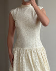 Vintage 90s Cream Broderie Anglaise Bubble Mini Dress