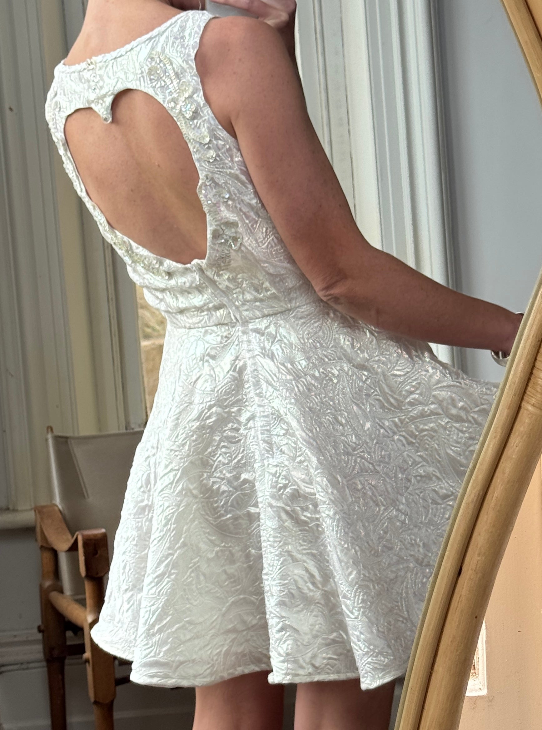 Vintage 80s Love Heart Brocade Shimmer Mini Dress