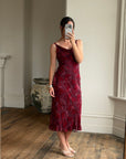 Vintage 90s Burnt Velvet Cowl Neck Dress Plum