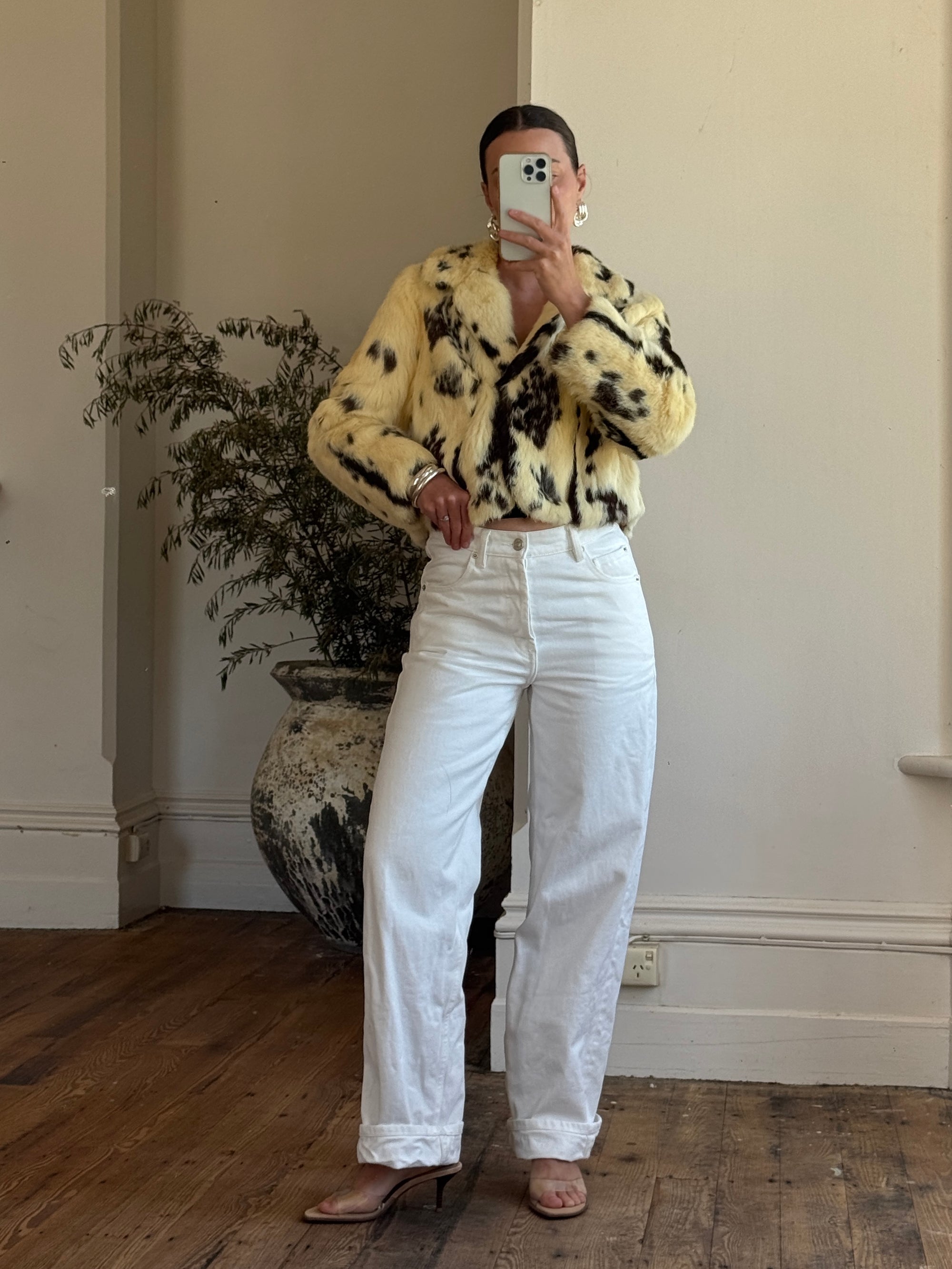 Vintage 70s Australian Made Spotted Rabbit Fur Jacket