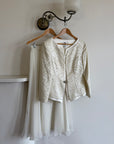 Vintage 90s Jacquard Rhinestone Jacket and Chiffon Bridal Skirt Set