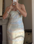 Vintage 90s Pure Silk Pastel Sequin Party Dress