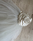 Vintage Scalloped Tulle Veil with Satin Rosette