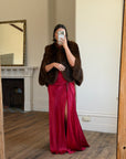 Vintage 60s Chocolate Brown Fur Scalloped Caplet