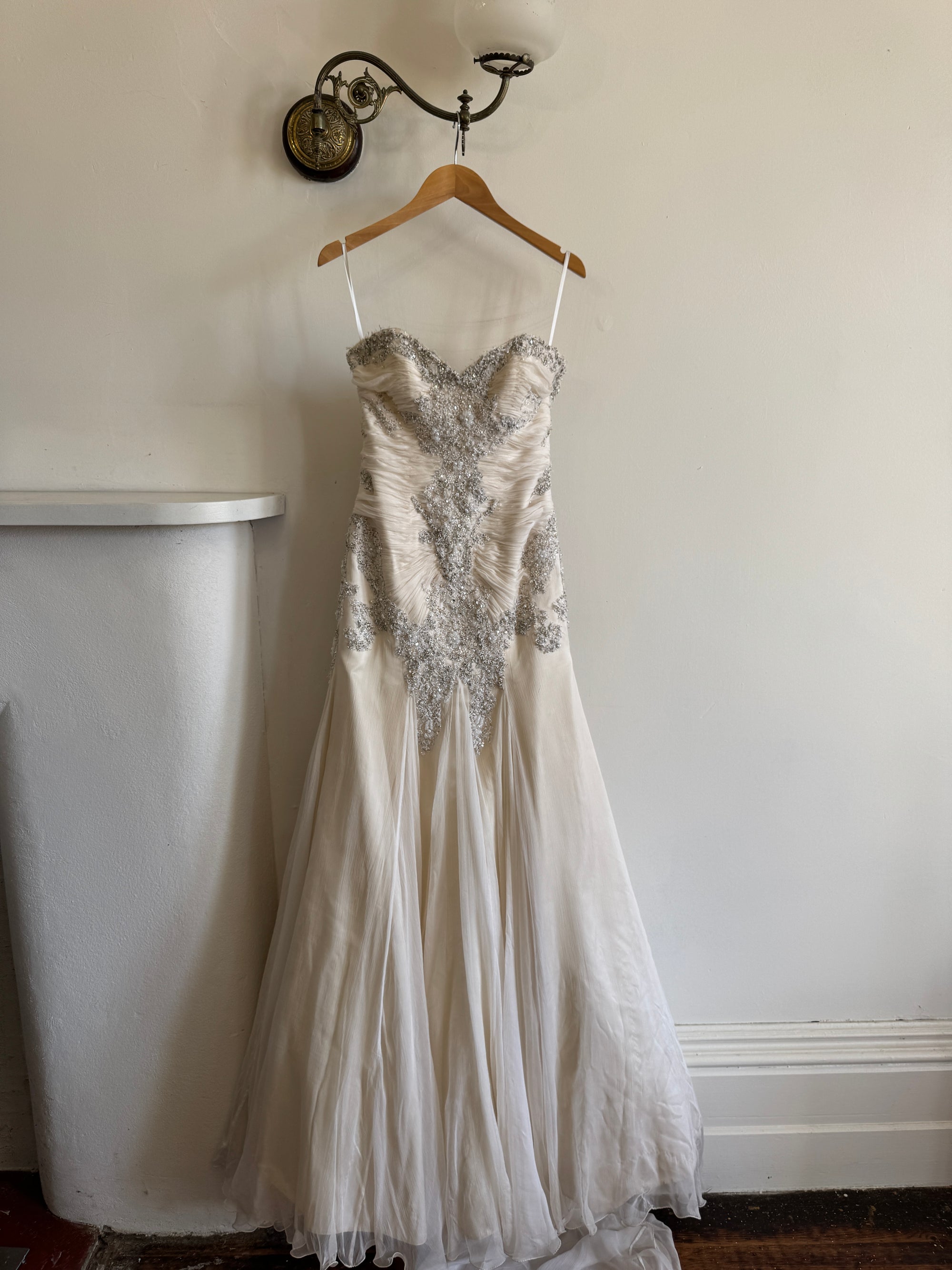 Vintage 90s Pure Silk Couture Drop Waist Wedding Gown