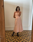Vintage Pink Pure Silk High Waist Midi Skirt