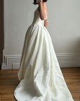 Vintage 90s Pleated Jacquard Satin Wedding Gown