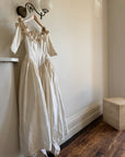 Vintage 80s Pure Silk Rosette Off Shoulder Gown