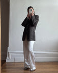Vintage Christian Dior Tailored Wool Blazer Navy Brown