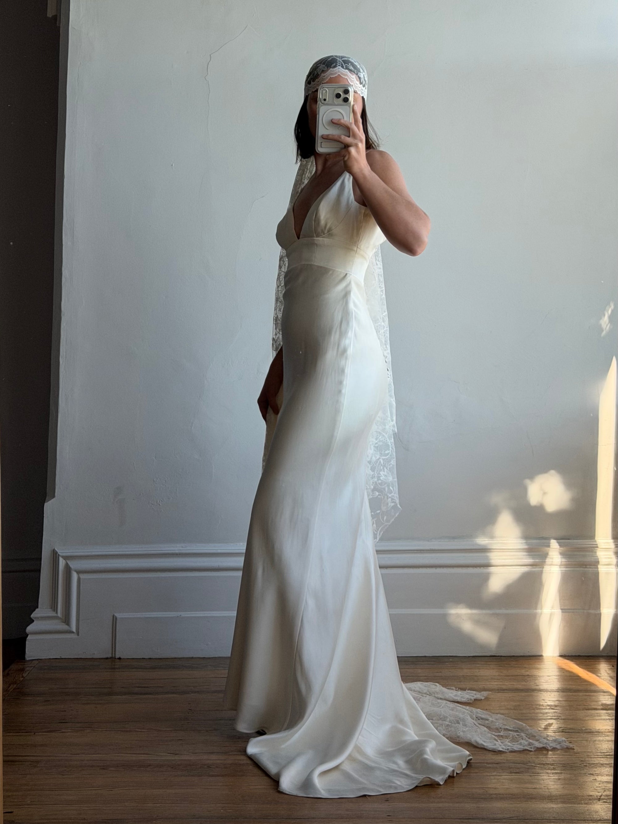 Vintage Y2K Pure Silk Bias Wedding Dress