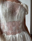 Vintage 50s Sheer Brodiere Anglaise Tiered Wedding Dress