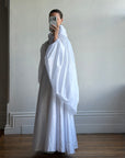 Vintage 90s Strappy Wedding Dress With Rosette Cape Pearl