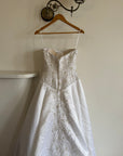 Vintage Y2K Crystal Satin Pleated Wedding Gown