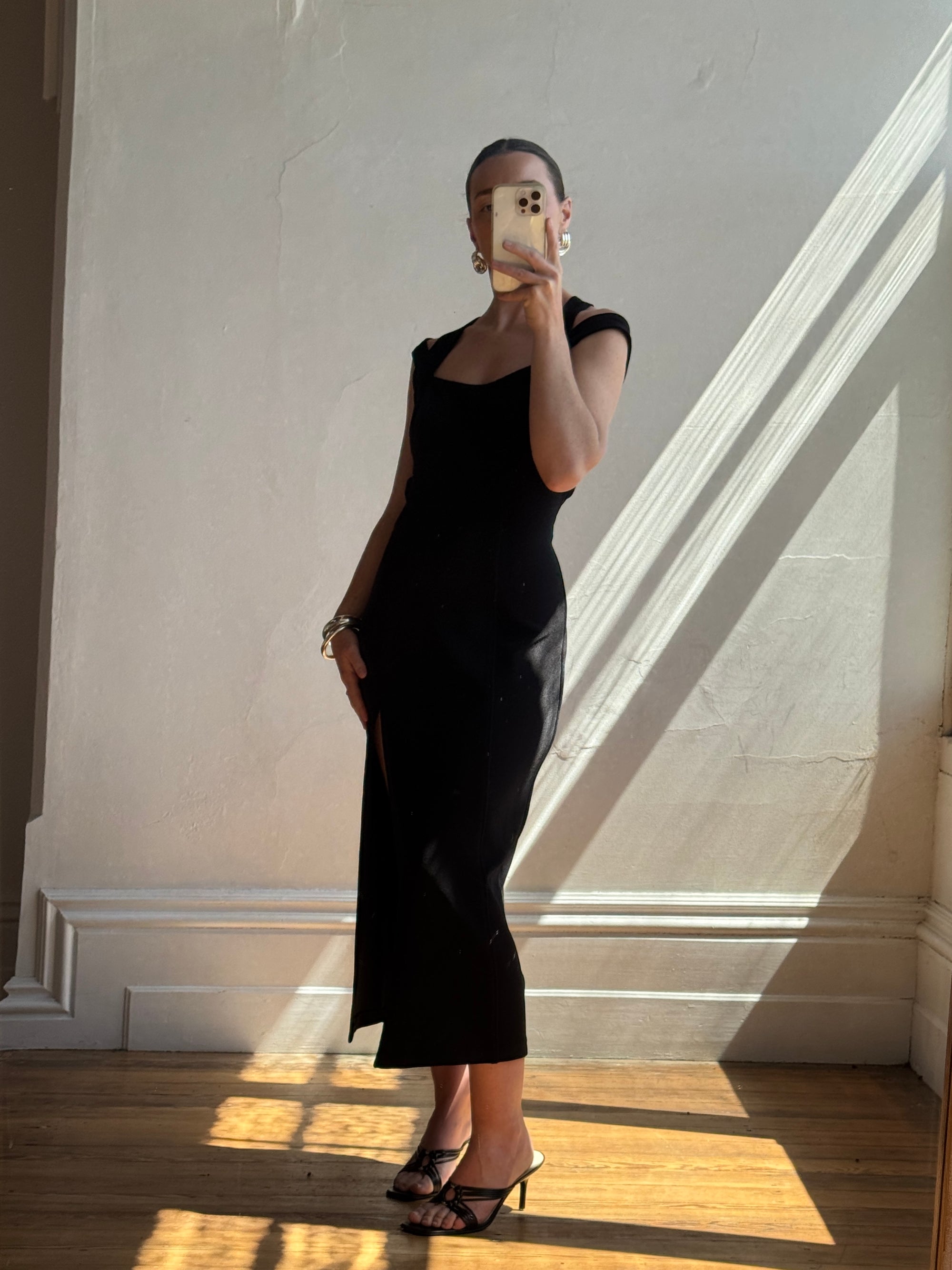 Vintage 90s Bodycon Midi Harness Straps With Rhinestone Buckles