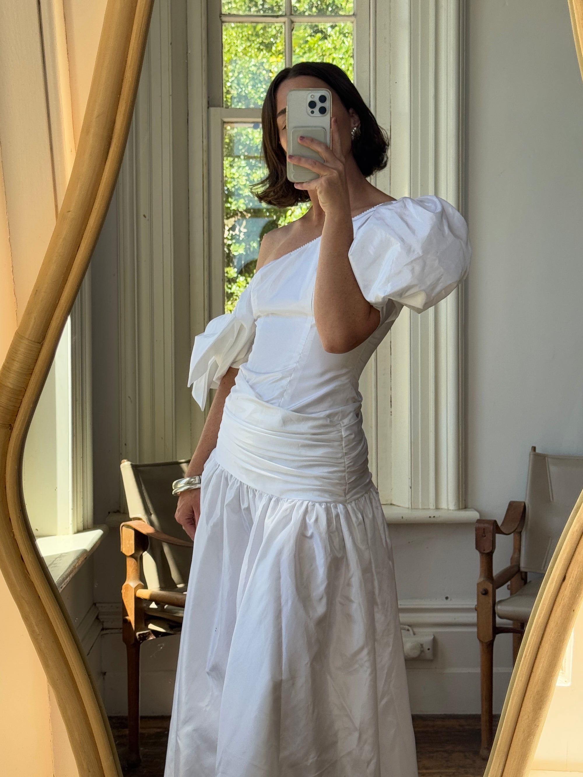 Vintage 80s Asymmetrical Taffeta Drop Waist Wedding Dress Call Me The Breeze Vintage 80s Asymmetrical Taffeta Drop Waist Wedding Dress Call Me The Breeze