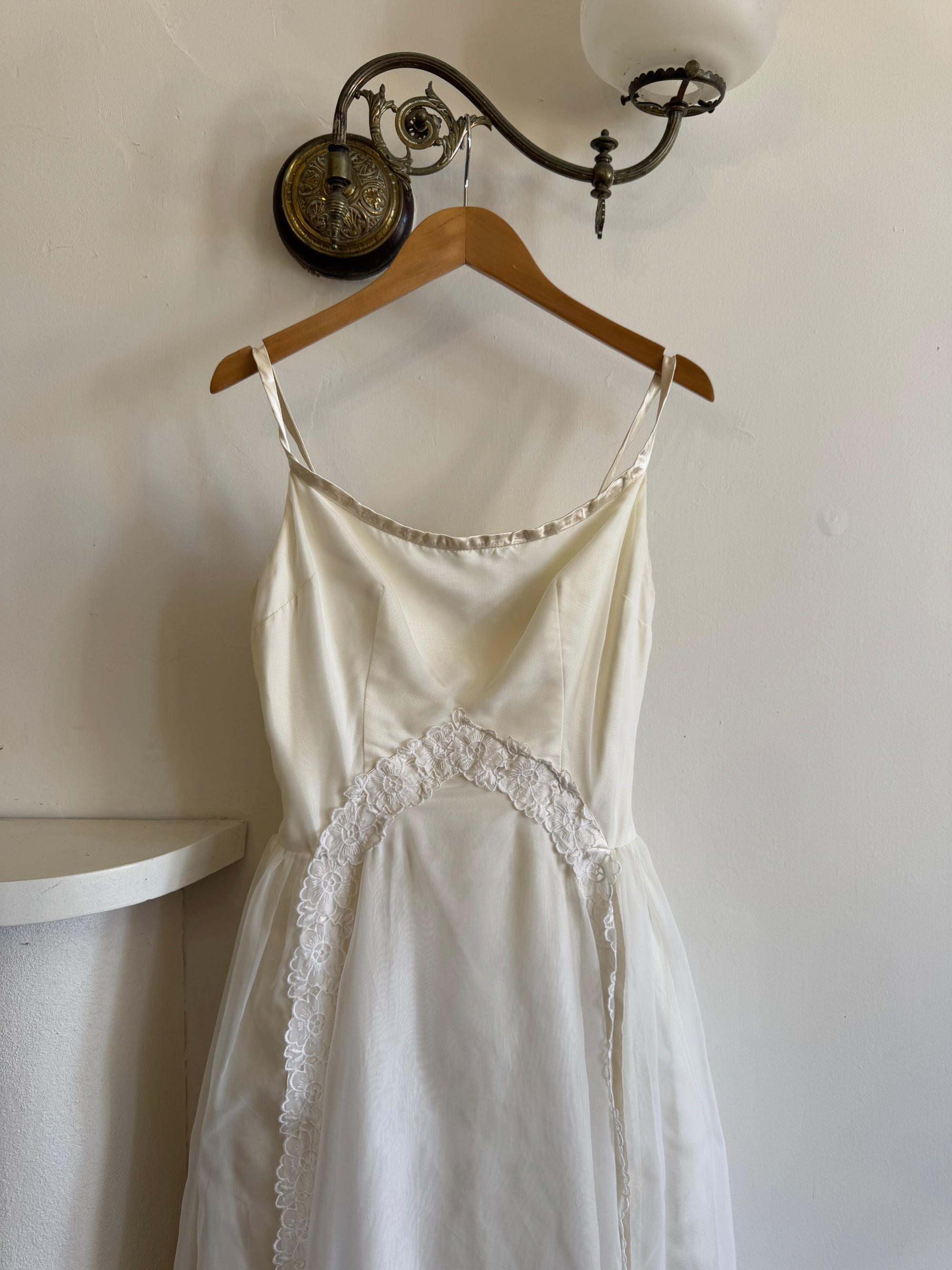 Vintage 60s Strappy Lace Wedding Dress
