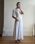 Vintage 40s Minimal Puff Sleeve Bias Wedding Dress