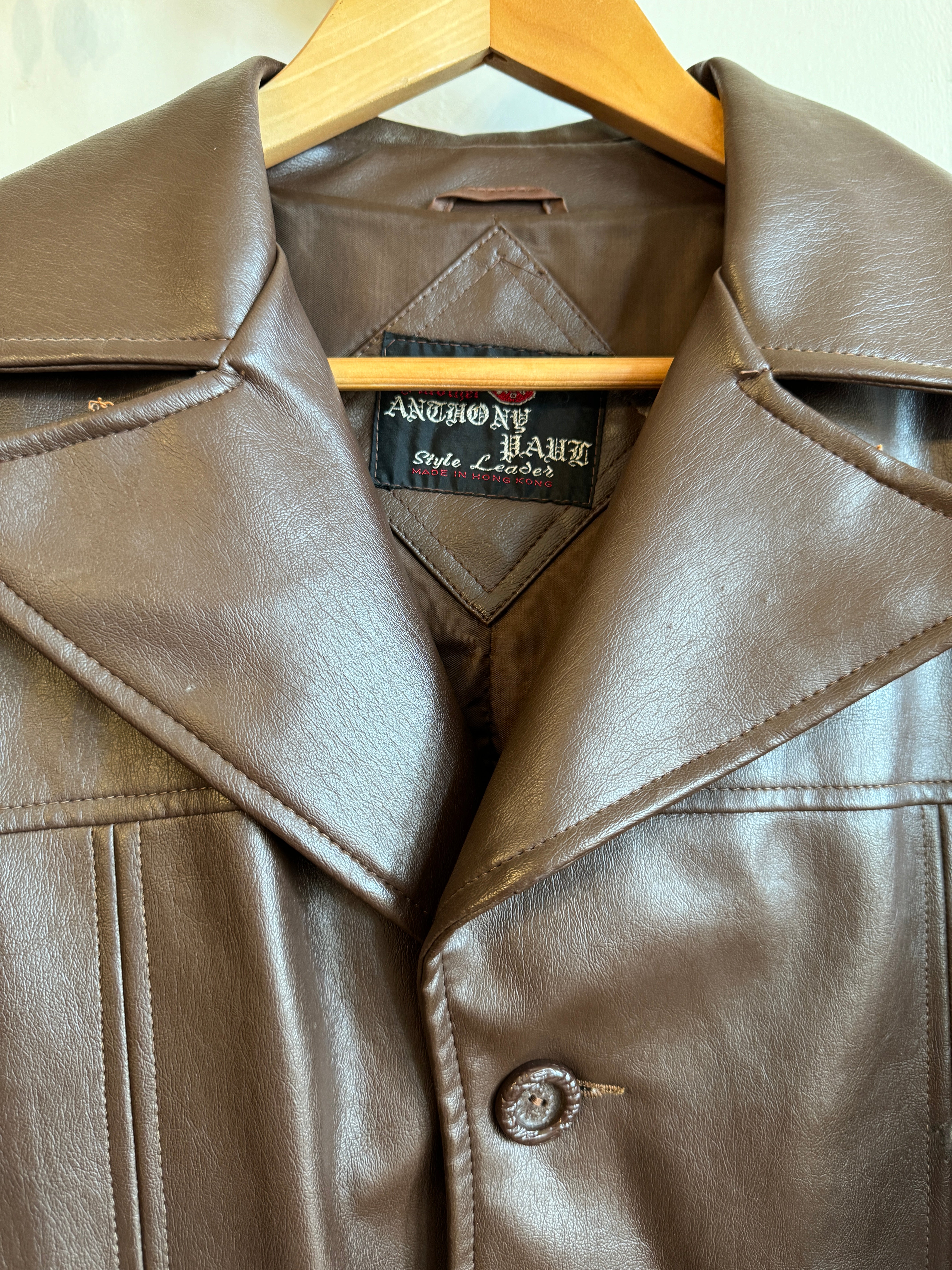 Vintage 90s Brown PU Leather Blazer