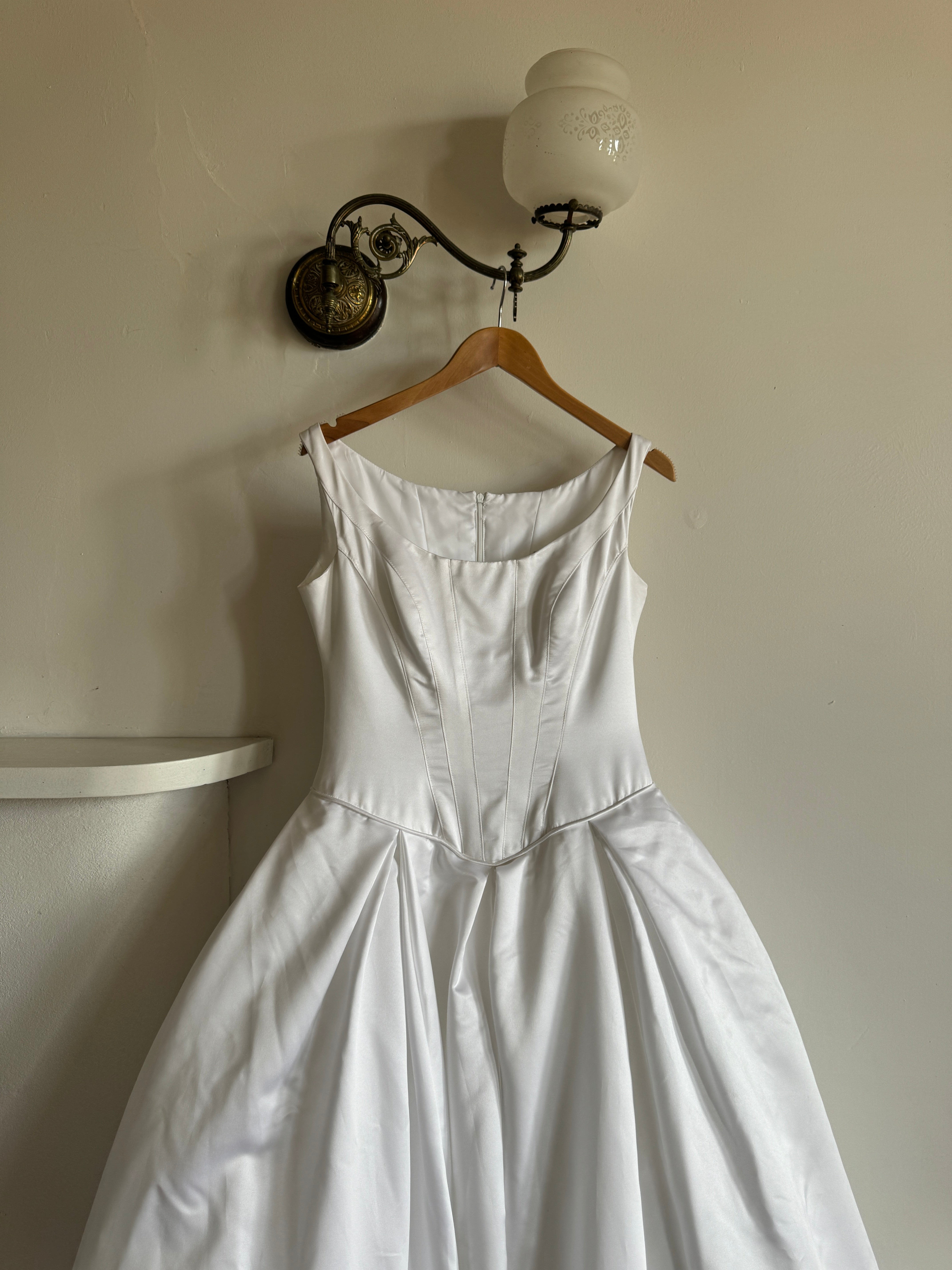 Vintage 90s Satin Princess Cut Wedding Dress