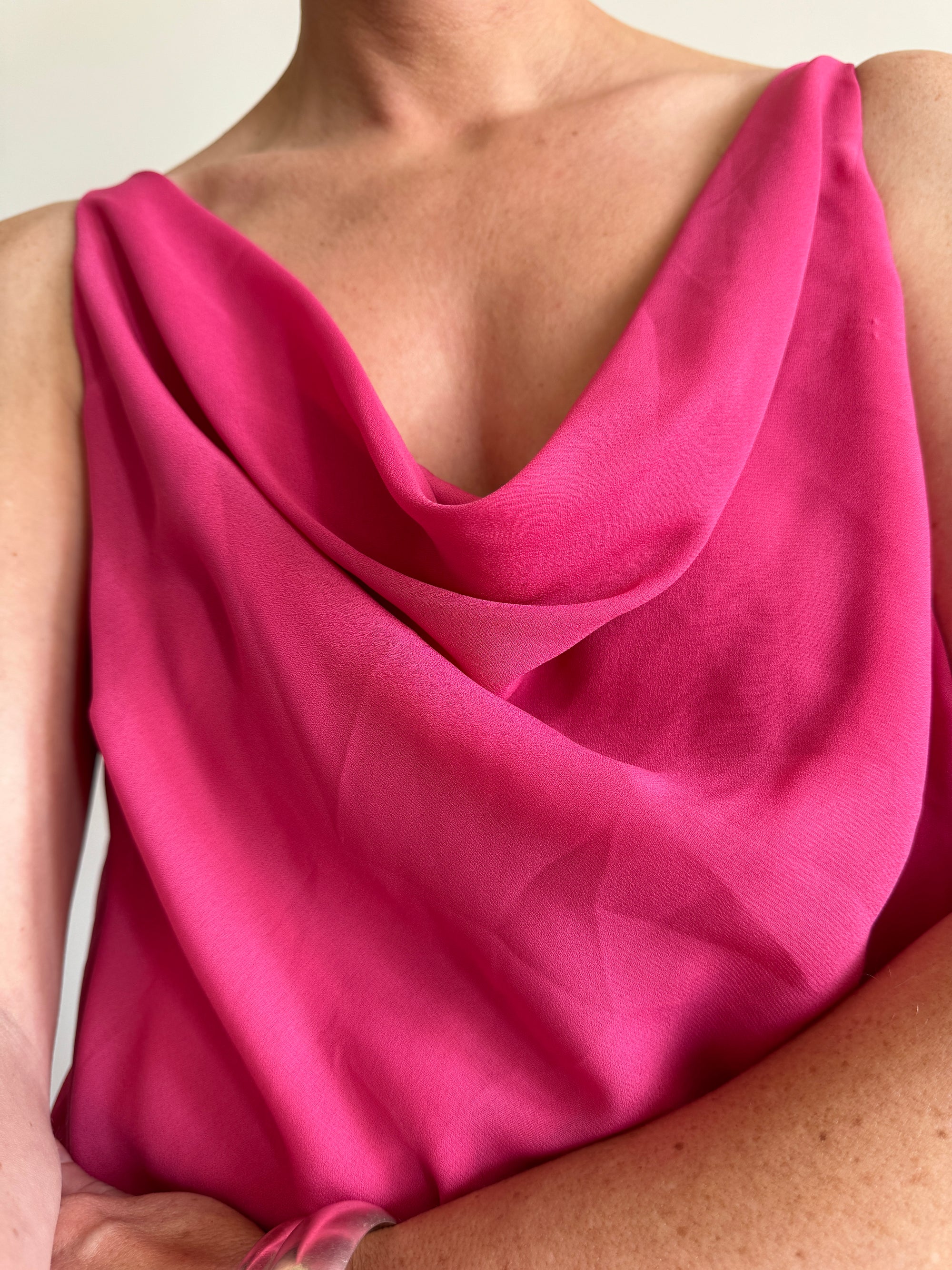 Vintage 90s Cowl Neck Slip Dress Fuschia