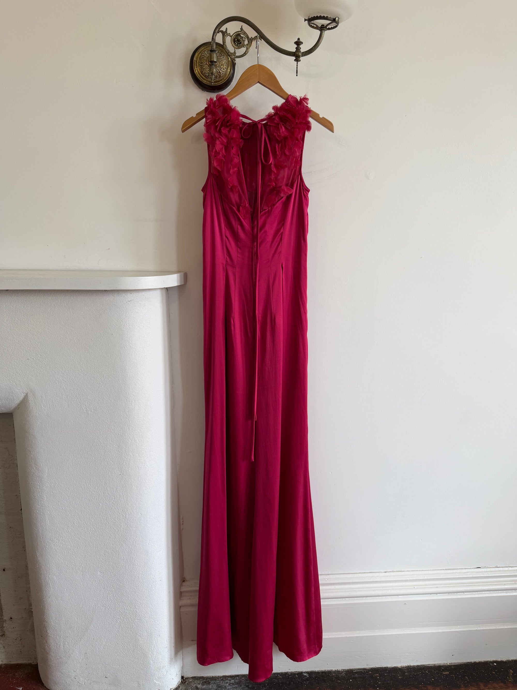 Vintage Valentino Pure Silk Organza Petal Gown Fuschia