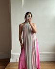 Vintage Y2K Mesh Silk Halter Dress Hot Pink