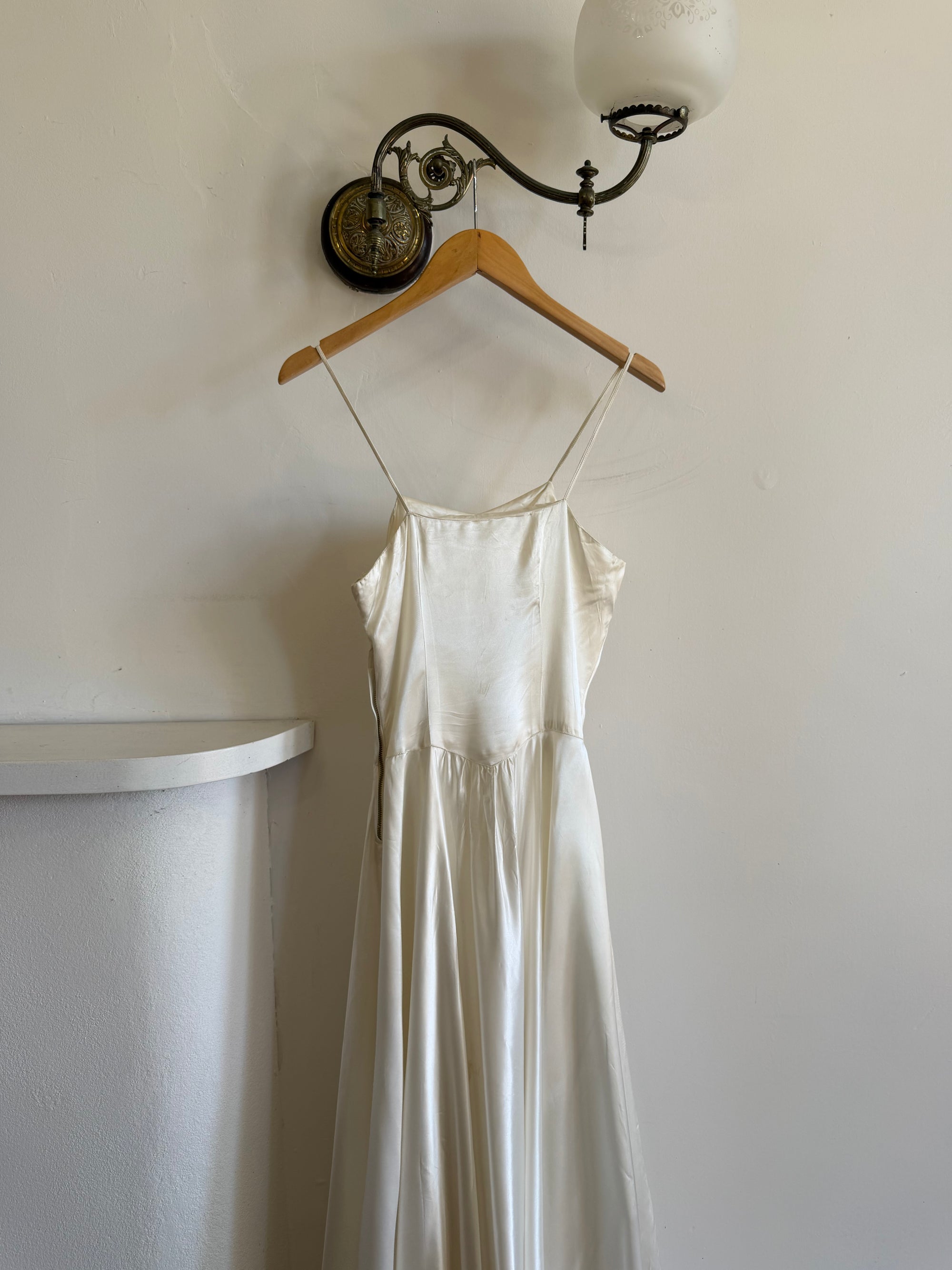 Vintage 40s Liquid Satin Slip Wedding Dress