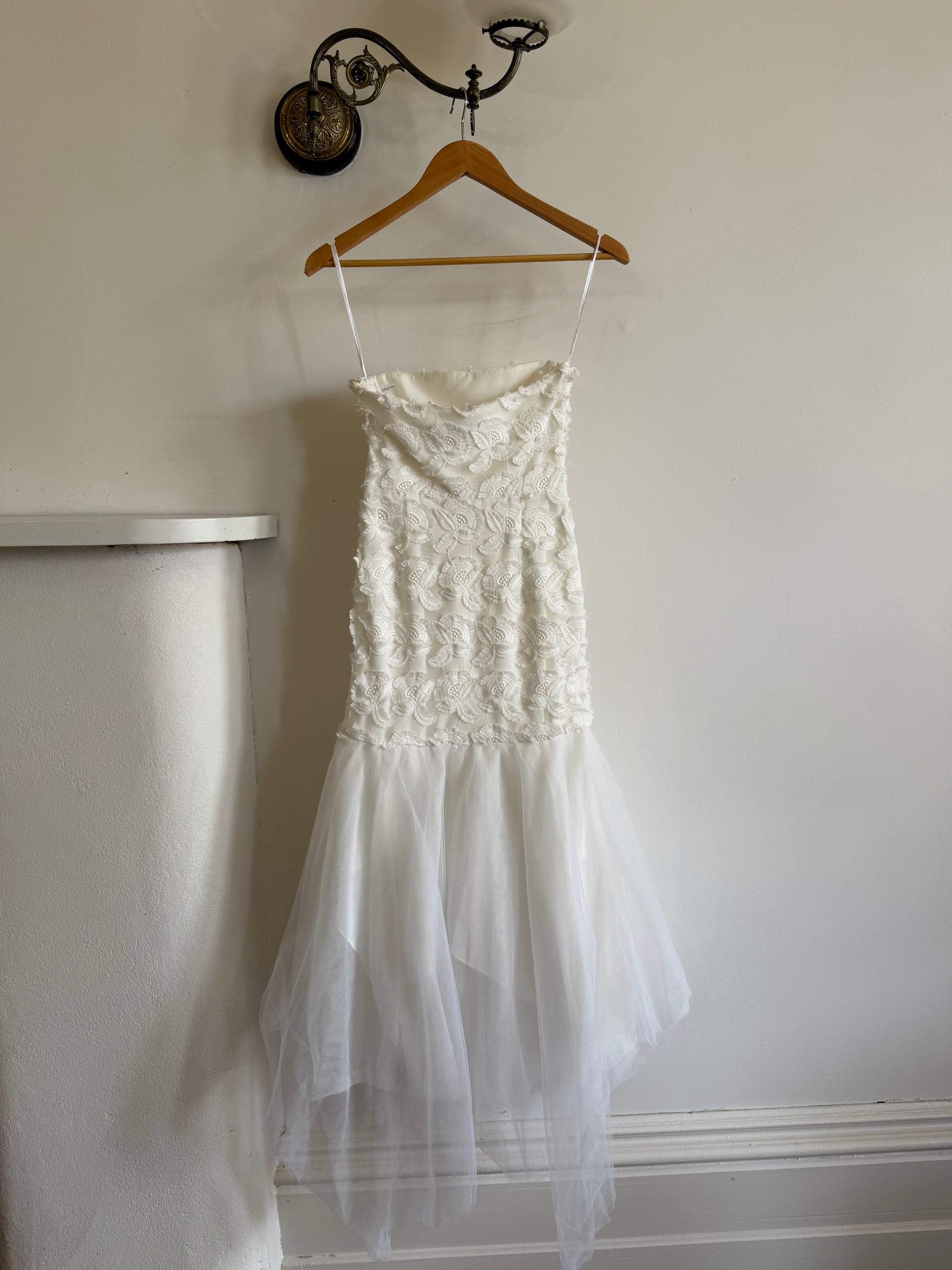 Vintage Y2K Strapless 3D Floral and Tulle Fairy Midi