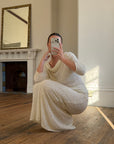 Vintage 80s Sequin Pure Silk Two Piece Bridal Set