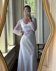 Vintage 90s Sheer Organza Long Sleeve Empire Bridal Dress