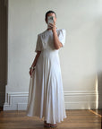 Vintage 40s Minimal Puff Sleeve Bias Wedding Dress