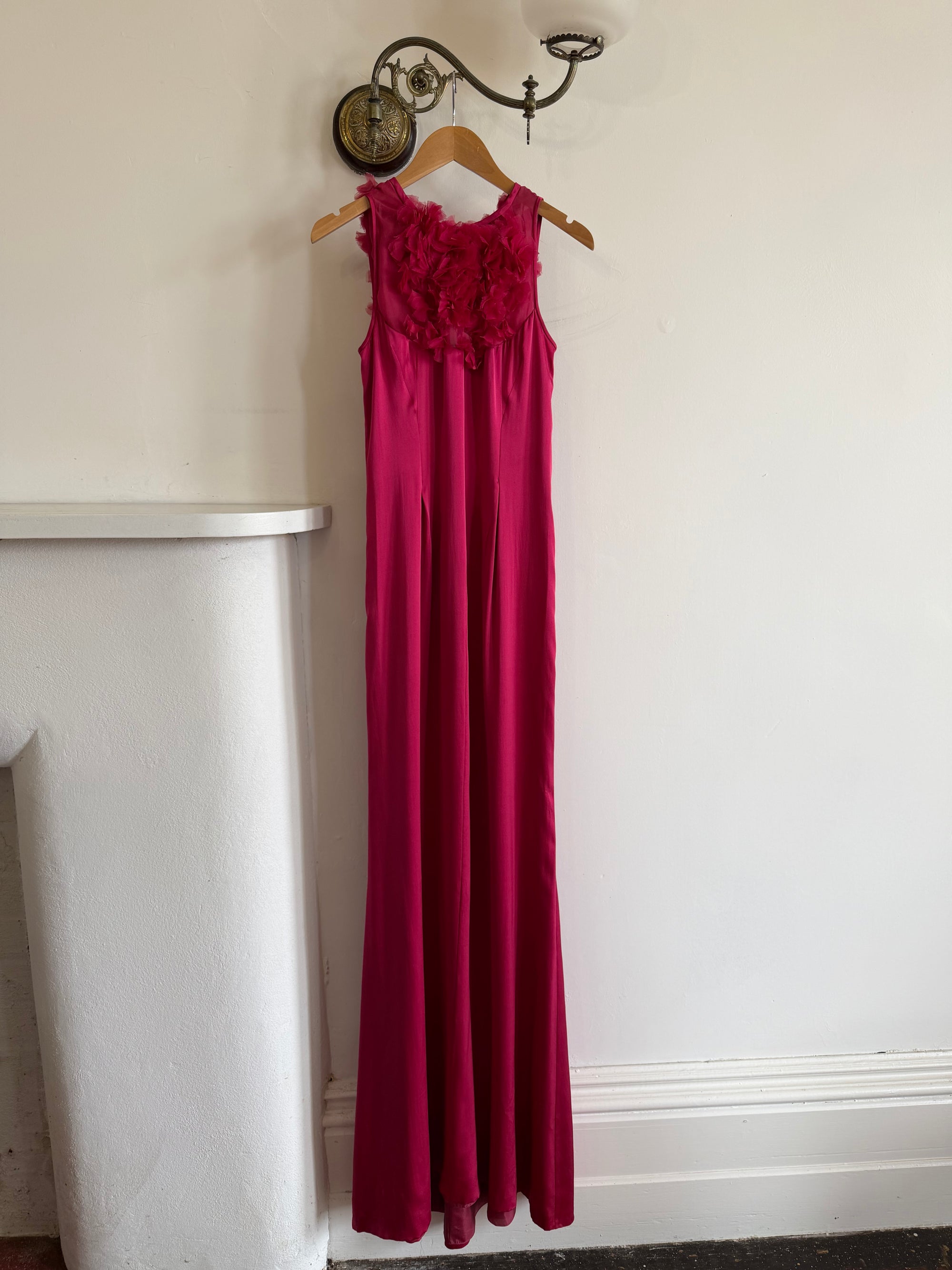Vintage Valentino Pure Silk Organza Petal Gown Fuschia