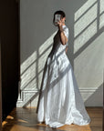 Vintage 80s Rope Embroidered Taffeta Wedding Gown