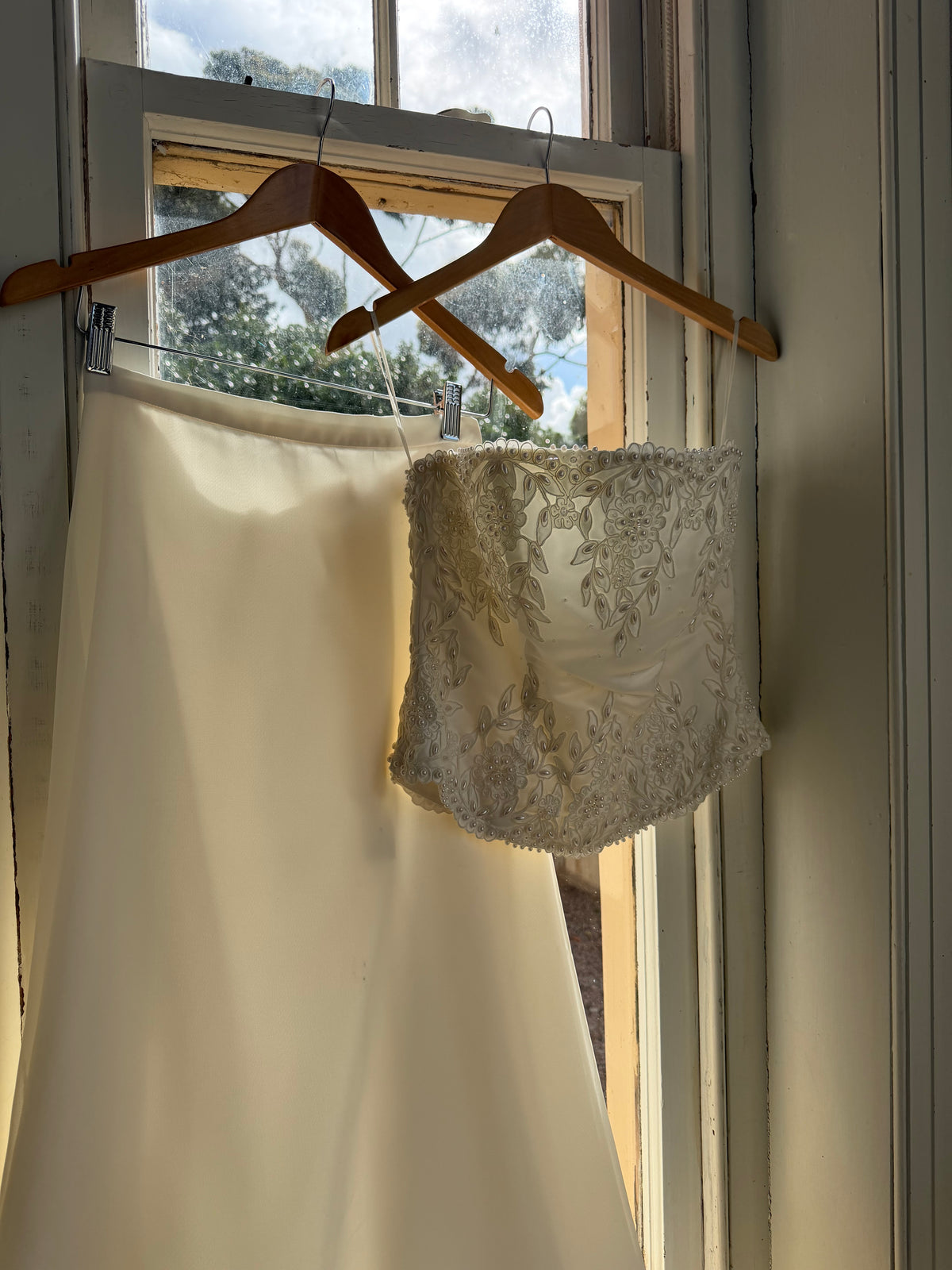 Vintage 90s Bridal Embellished Corset and Slip Skirt Set